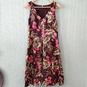 Jones New York Floral Midi Dress - Brown and Red